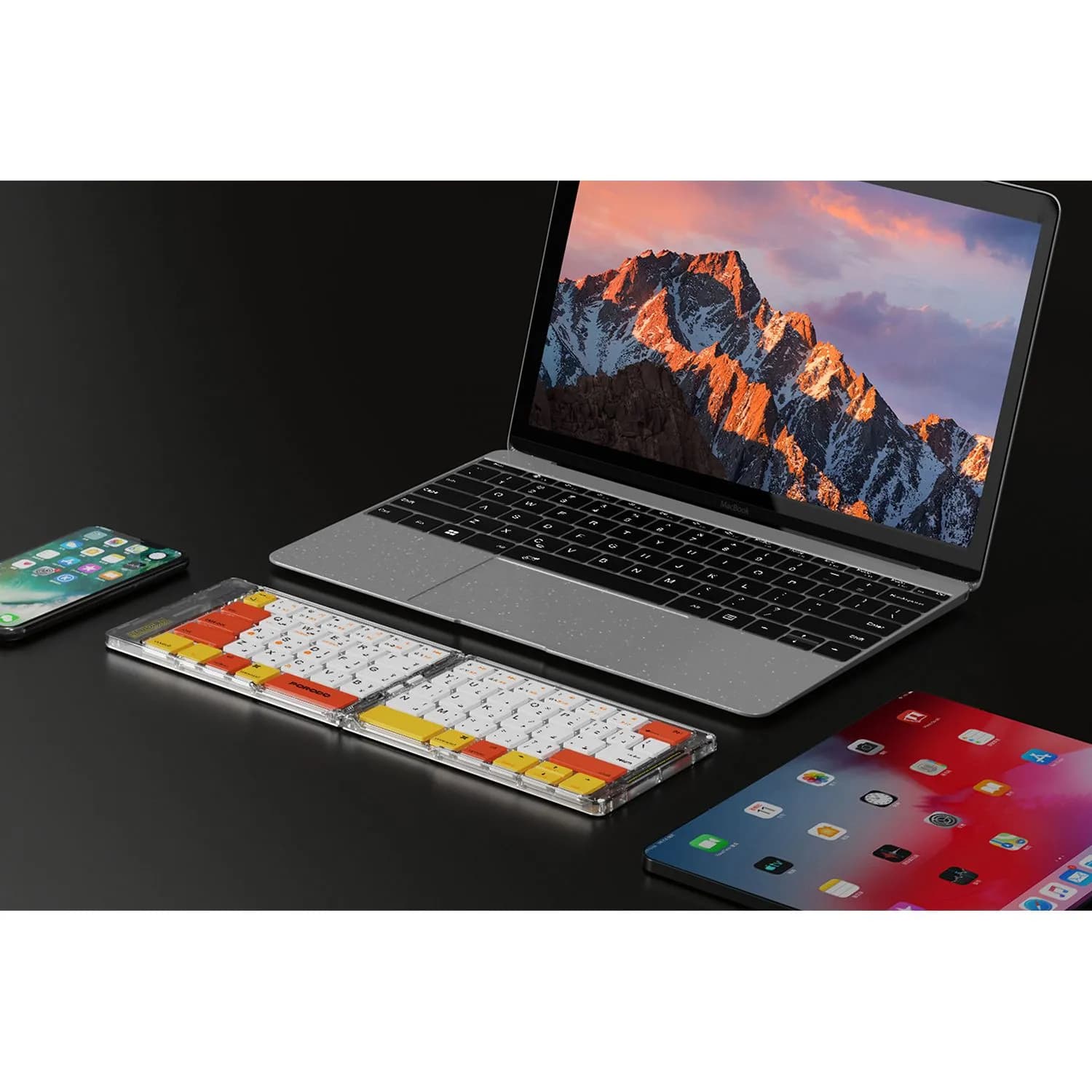 کیبورد بی‌سیم تاشو پرودو Crystal Shell Porodo Crystal Shell Wireless Foldable Keyboard — تصویر ۶