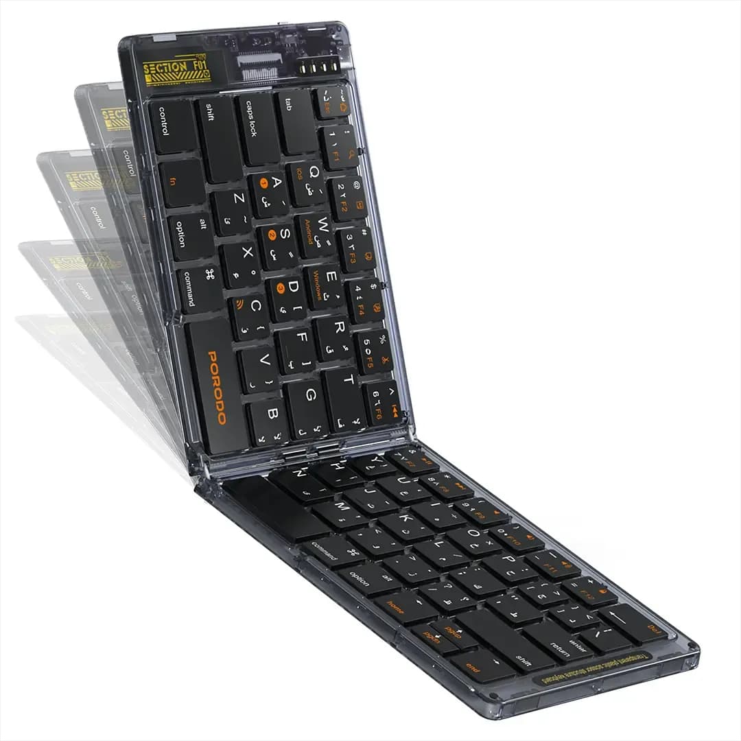 کیبورد بی‌سیم تاشو پرودو Crystal Shell Porodo Crystal Shell Wireless Foldable Keyboard — تصویر ۲
