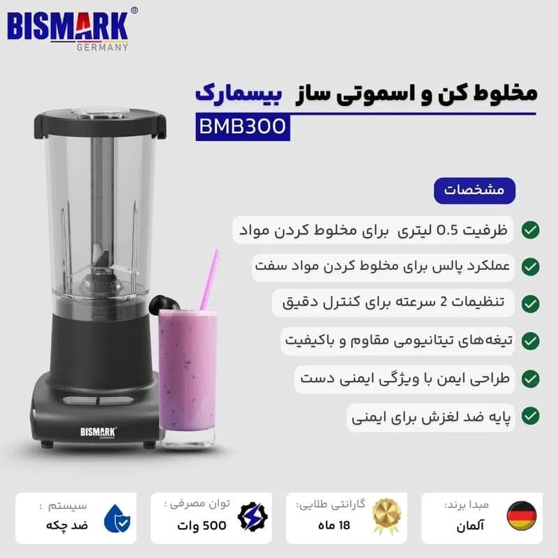 مخلوط کن و اسموتی ساز بیسمارک مدل BMB300 — تصویر ۷