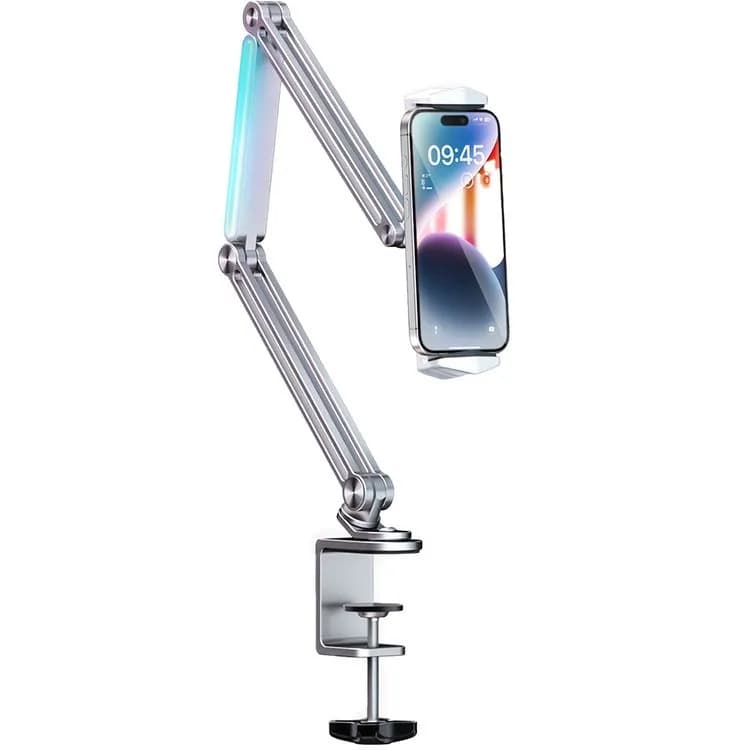 پایه نگهدارنده موبایل و تبلت پرودو مدل PD-LFST051 با بازوی متحرک و نور RGB | Porodo PD-LFST051 Multi-Joint Desk Mount — تصویر ۲