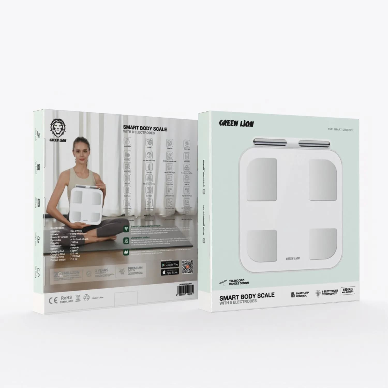 ترازوی هوشمند بادی آنالیز گرین لاین Green Lion Smart Body Scale with 8 Electrodes — تصویر ۴