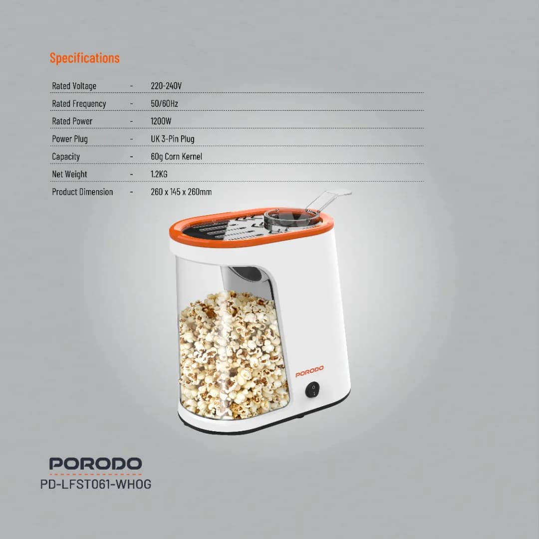 پاپ‌کورن‌ساز پرودو Porodo Air-Popped Popcorn Maker PD-LFST061 — تصویر ۴