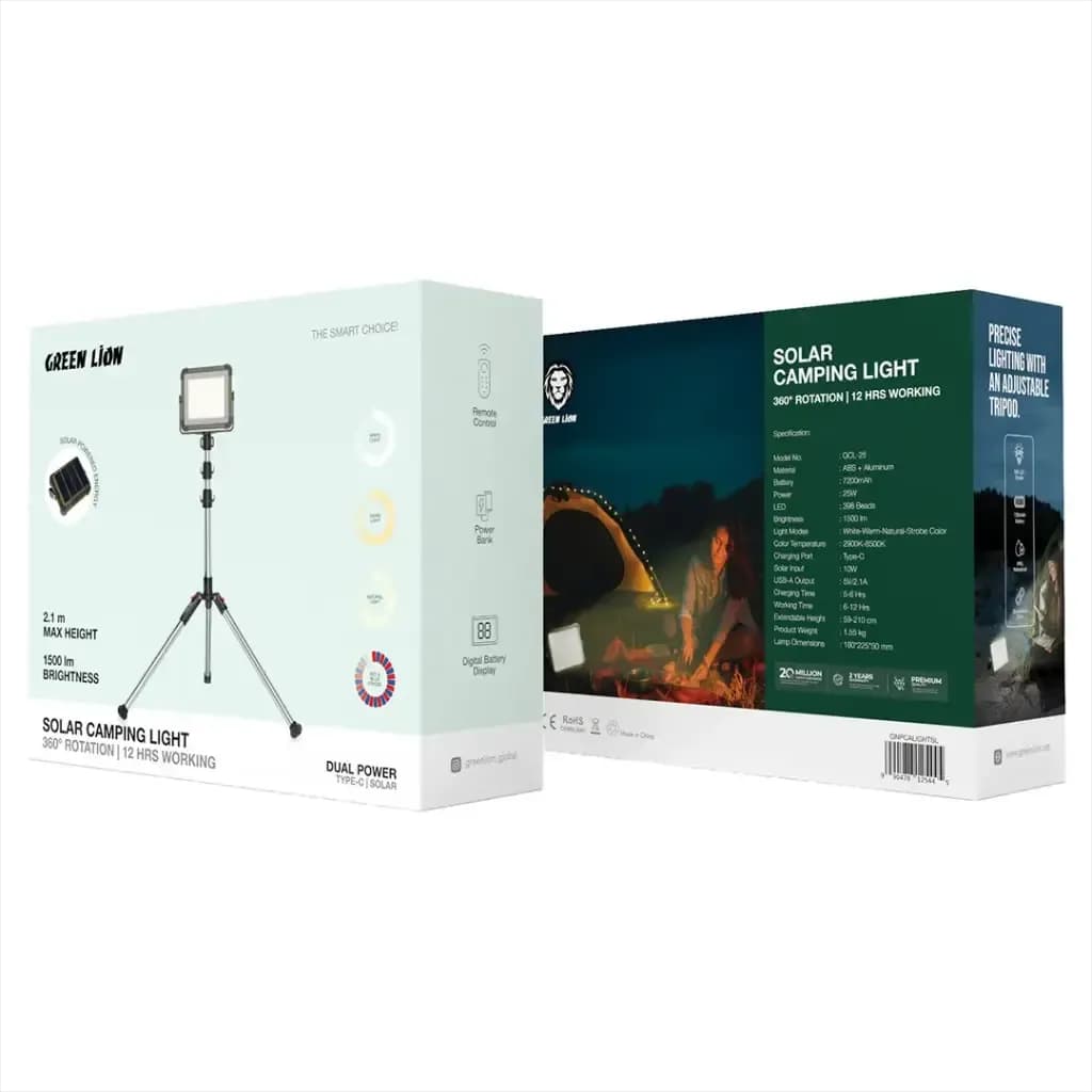 چراغ کمپینگ خورشیدی 7200 میلی آمپر ساعت گرین لاین Green lion Solar Camping Light 7200mAh — تصویر ۲
