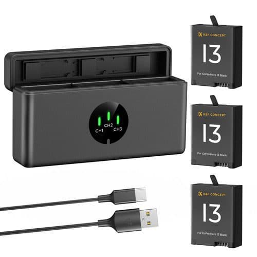 باتری و شارژر سه تایی گوپرو 13 کی اند اف K&F Concept GoPro Hero 13 Battery Charger