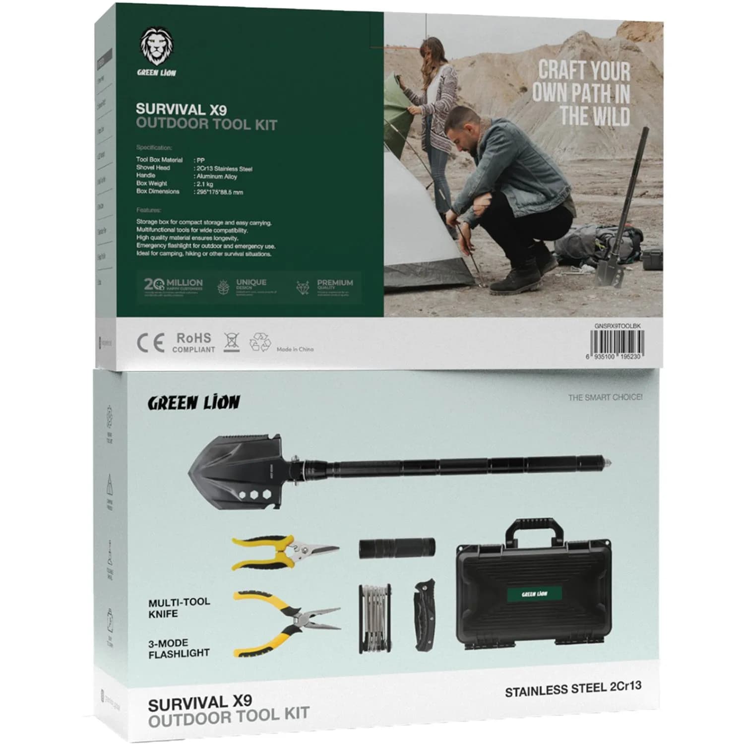 کیت ابزار چند کاره بیرونی گرین لاین Green Survival X9 Outdoor Tool Kit — تصویر ۳