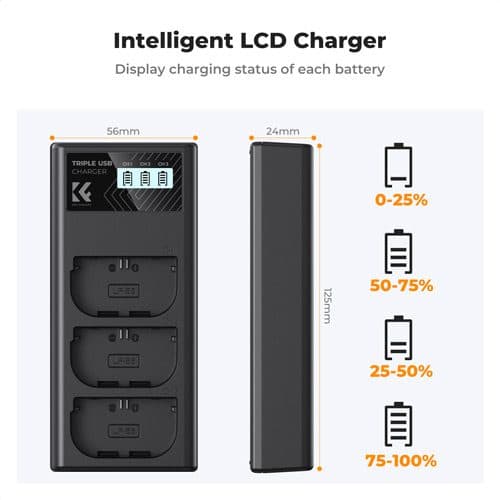 شارژر سه تایی سونی کی اند اف K&F NP-FZ100 Battery Charger Triple — تصویر ۲