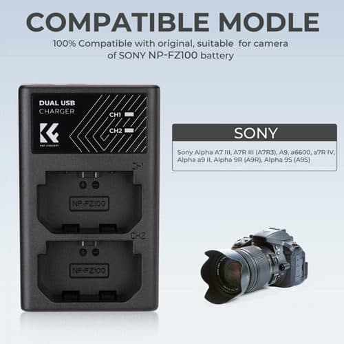 شارژر دوتایی سونی کی اند اف K&F NP-FZ100 Battery Charger — تصویر ۲