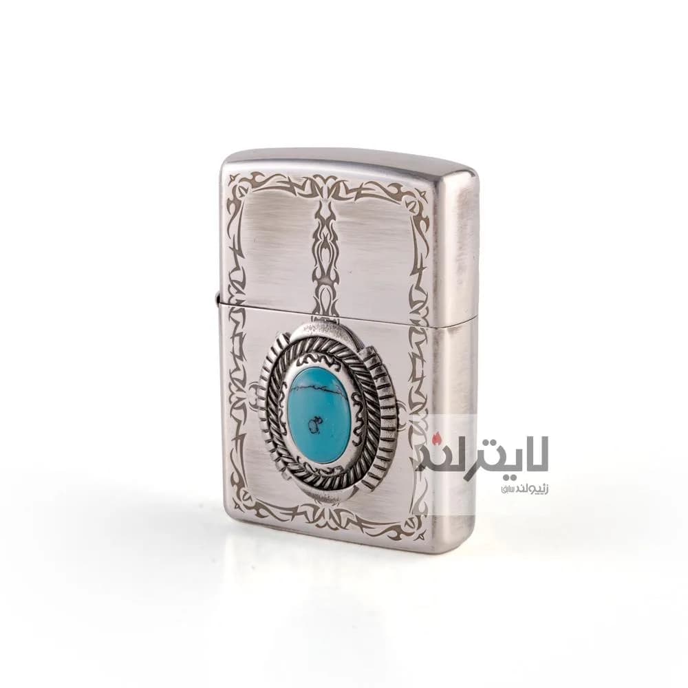 فندک زیپو مدل Blue Stone Antique Silver Plate