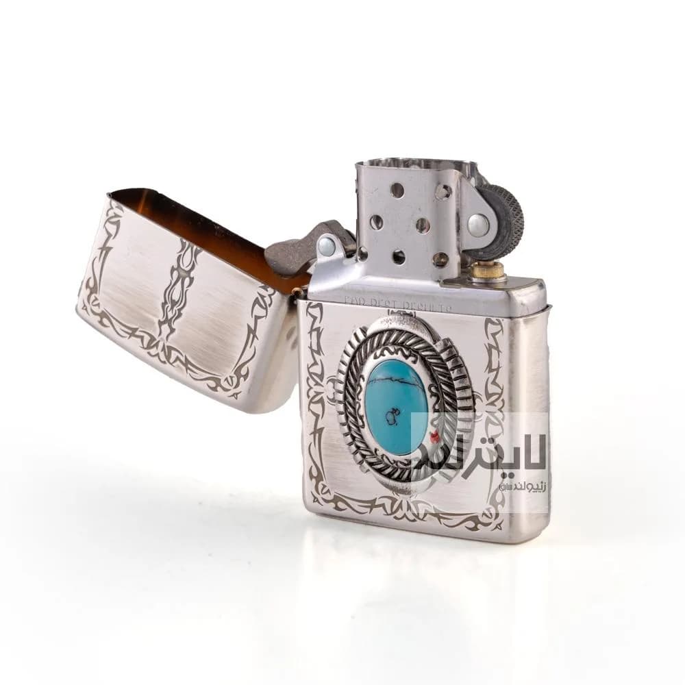 فندک زیپو مدل Blue Stone Antique Silver Plate — تصویر ۳