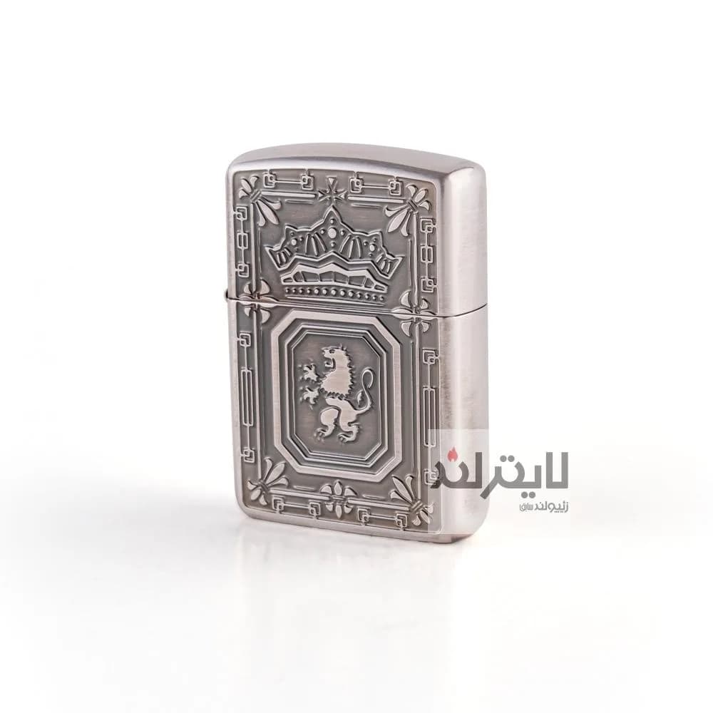 فندک زیپو مدل Lion Crown Silver
