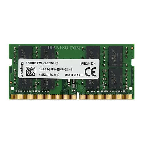 رم لپ تاپ DDR4 دوکاناله 2666 مگاهرتز CL17 KINGSTON مدل PC4-2666V ظرفیت 16 گیگابایت
