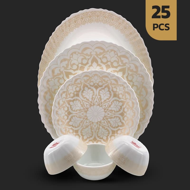 سرویس 25 پارچه اپال طرح 28009-کرم