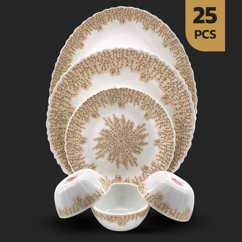 سرویس 25 پارچه اپال طرح 28004-قهوه ای