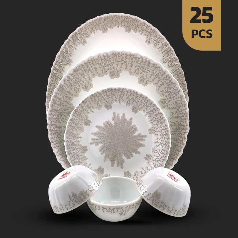 سرویس 25 پارچه اپال طرح 28004-خاکستری