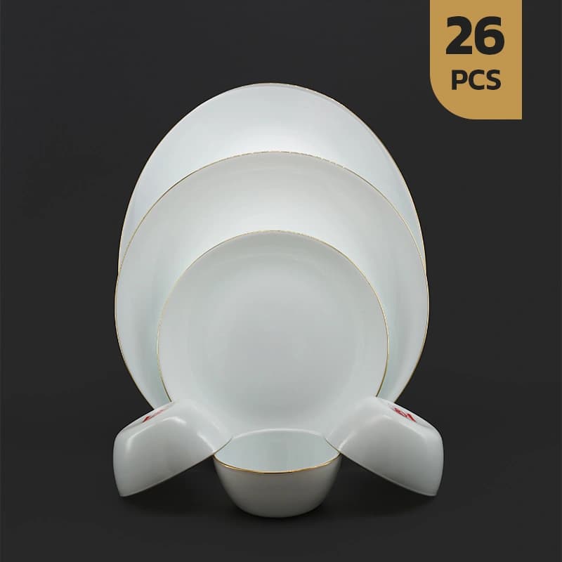سرویس 26 پارچه اپال طرح لب طلا گرد کلاسیک