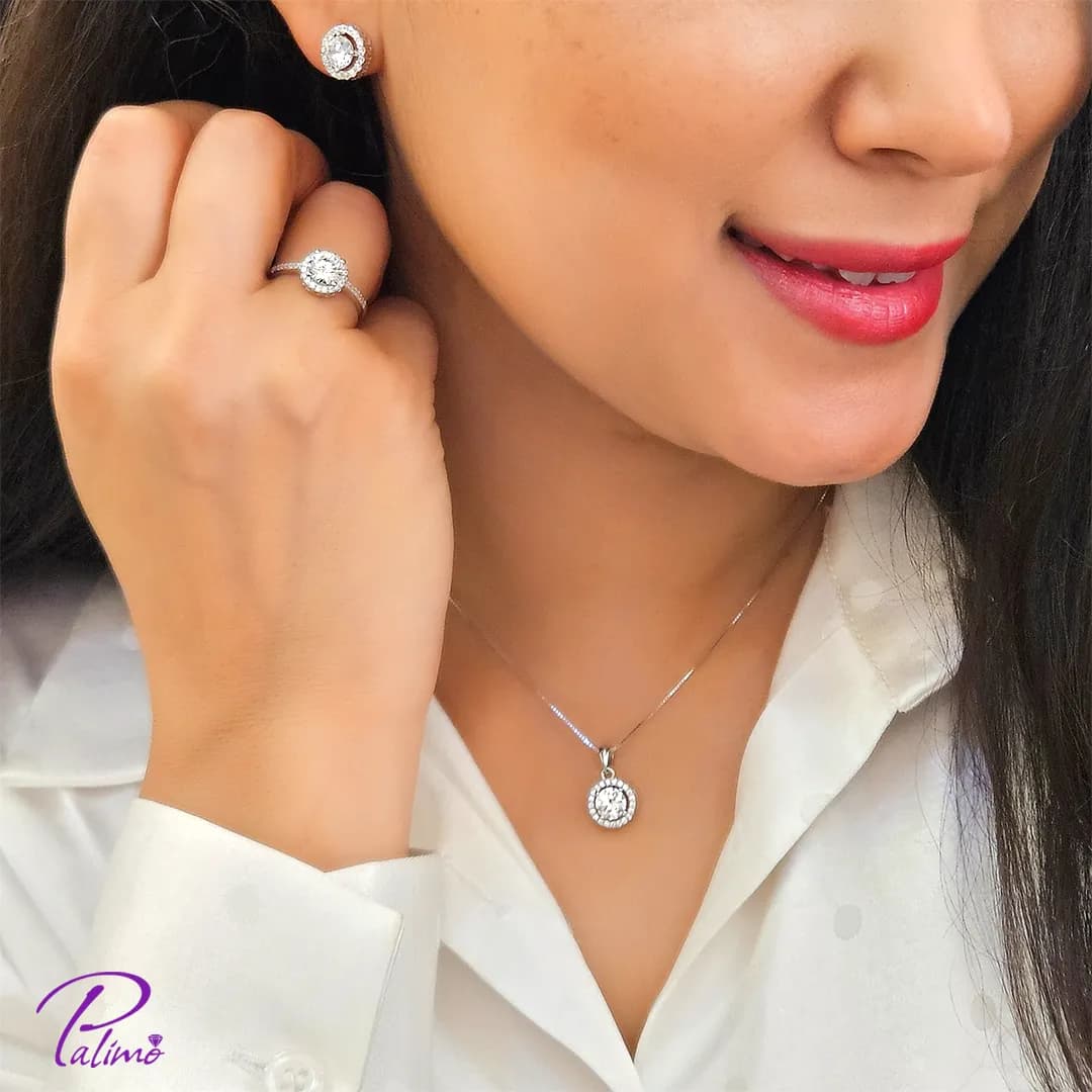 سرویس نقره جواهر کد S2086 با روکش طلای سفید — تصویر ۲