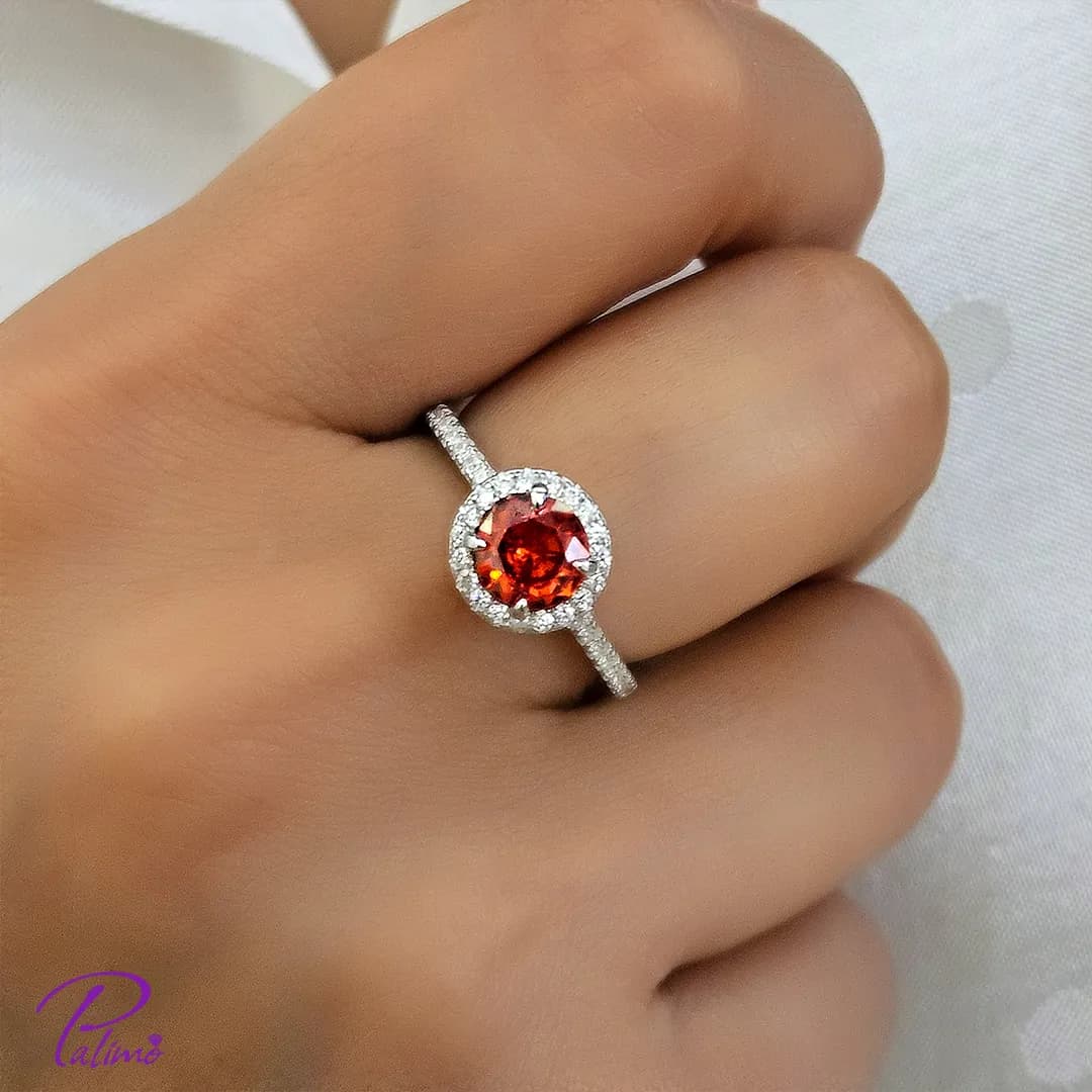 سرویس نقره جواهر قرمز کد S2082 با روکش طلای سفید — تصویر ۵