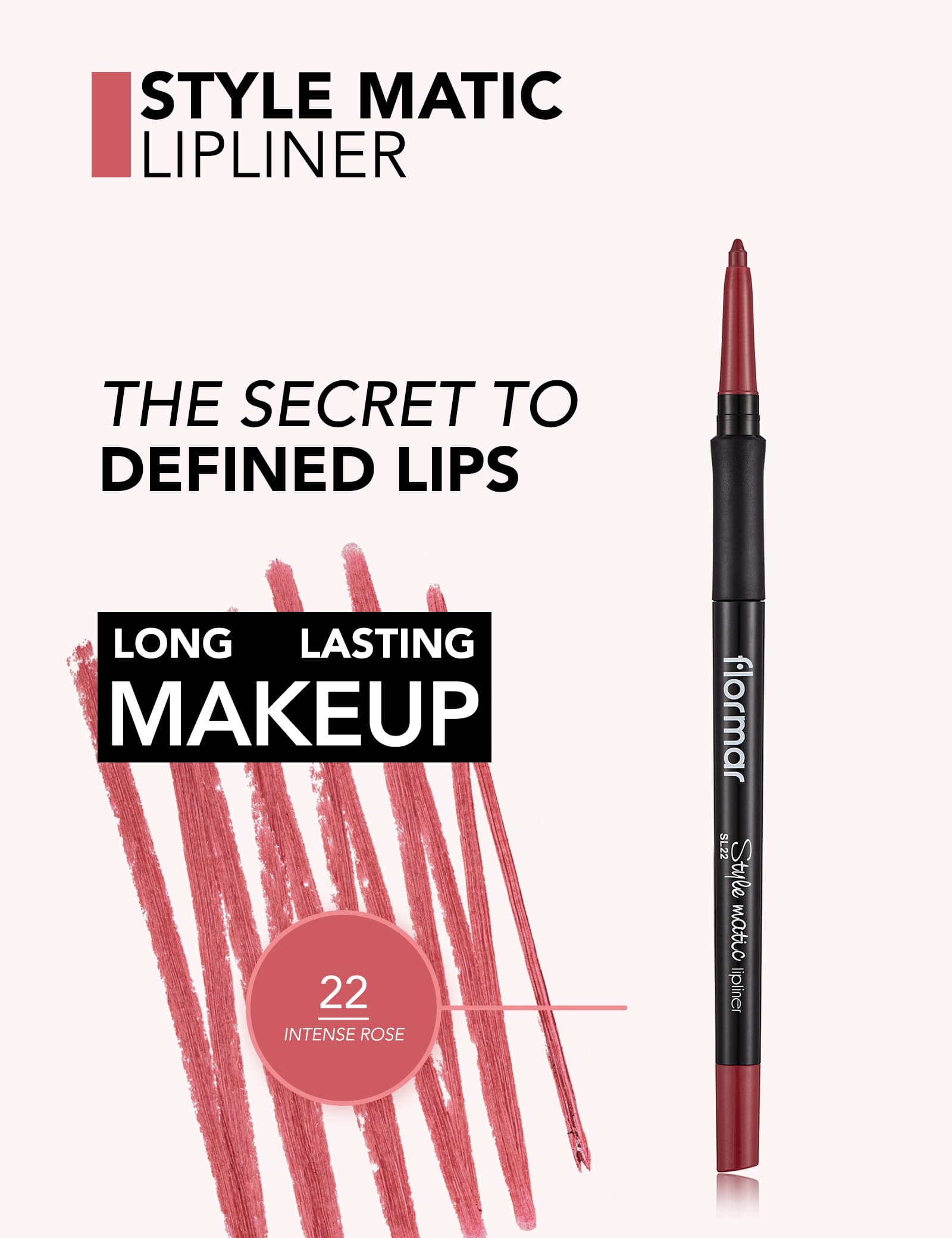 مداد لب اتوماتیک فلورمار مدل Style Matic شماره SL22 رنگ Intense Rose Intense Rose — تصویر ۴