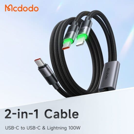 کابل تایپ سی به تایپ سی و لایتنینگ 100 وات 1.5 متری مک دودو MCDODO CA-6700 — تصویر ۲