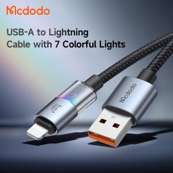 کابل شارژ سریع لایتنینگ 3 آمپر هفت رنگ برند مک دودو مدل MCDODO CA-8170 طول 1.2متر — تصویر ۳