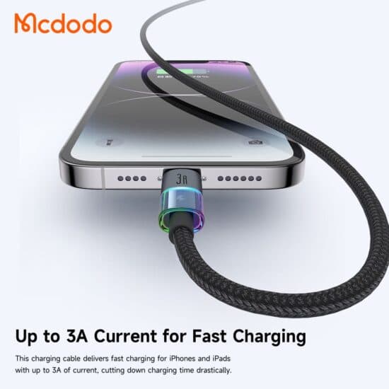 کابل شارژ سریع لایتنینگ 3 آمپر هفت رنگ برند مک دودو مدل MCDODO CA-8170 طول 1.2متر — تصویر ۶