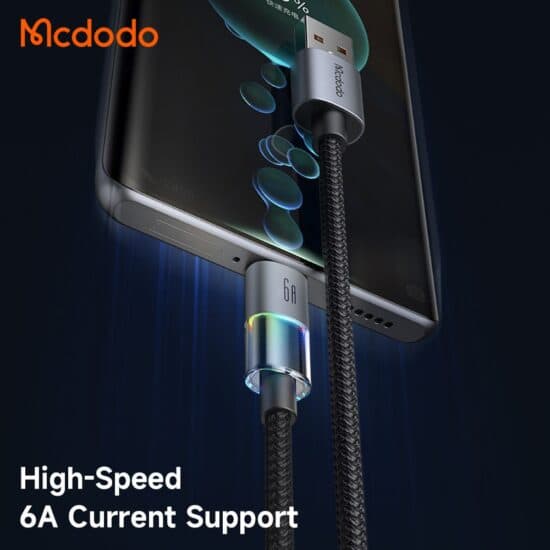 کابل شارژ سریع USB به تایپ سی 100وات 6 آمپر مک دودو مدل MCDODO CA-8180 طول 1.2متر — تصویر ۶