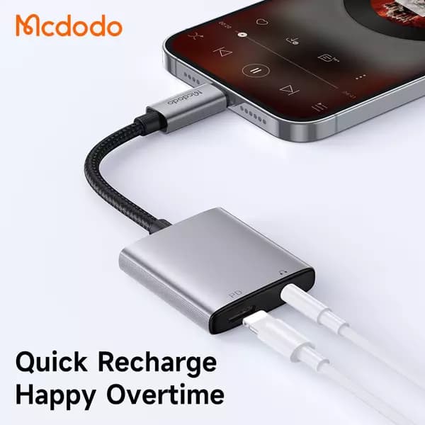 تبدیل لایتنینگ به جک 3.5 میلیمتری AUX+پورت لایتنینگ مک دودو مدل MCDODO CA-5540 — تصویر ۳