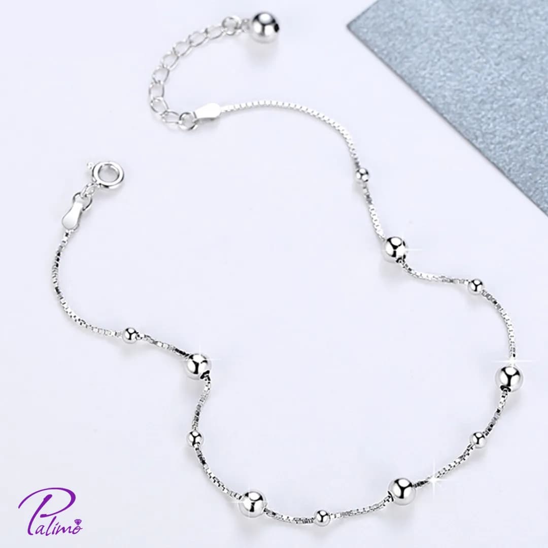پابند نقره گوی تیفانی B2207 با روکش طلای سفید — تصویر ۴