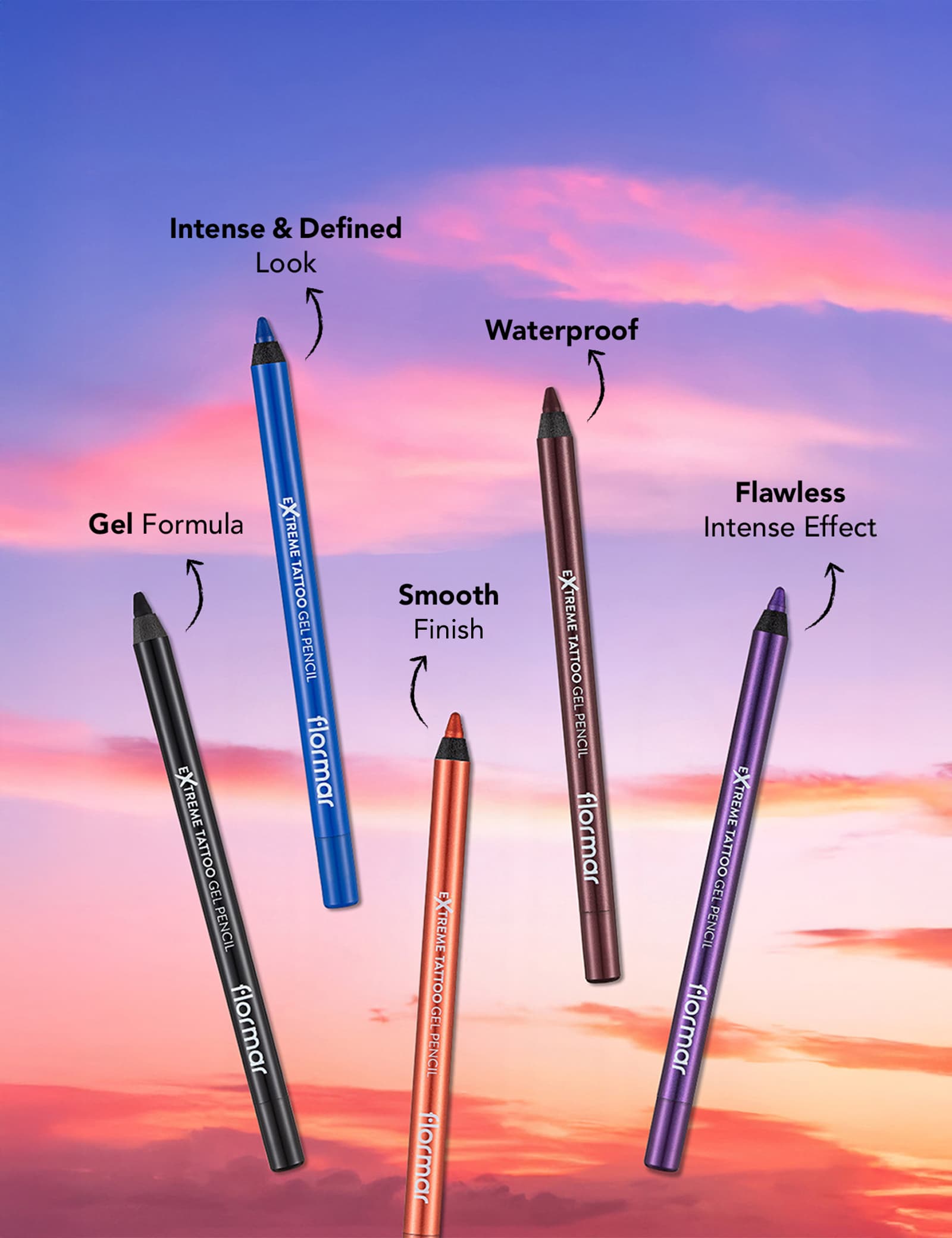 مداد چشم ژلی فلورمار مدل Extreme Tattoo Gel Pencil رنگ 005 Very Berry — تصویر ۸