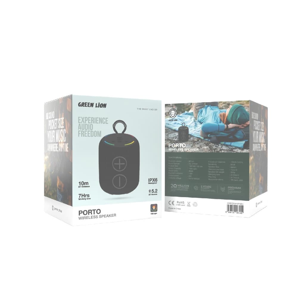 اسپیکر بلوتوثی قابل حمل گرین لاین Green Lion Porto Wireless Speaker – Black — تصویر ۲
