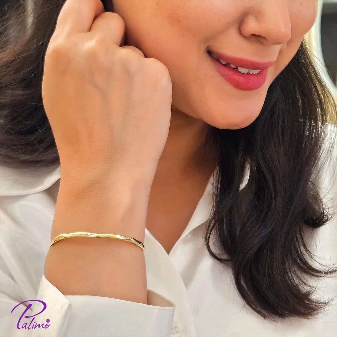 دستبند النگویی نقره، بنگل نقره B2200 با روکش طلای 18 عیار — تصویر ۲