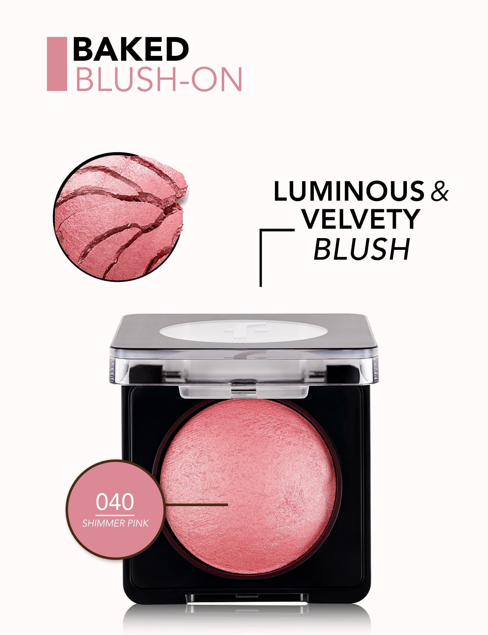 رژگونه بیک فلورمار مدل Baked Blush-On شماره 040 رنگ Shimmer Pink — تصویر ۵