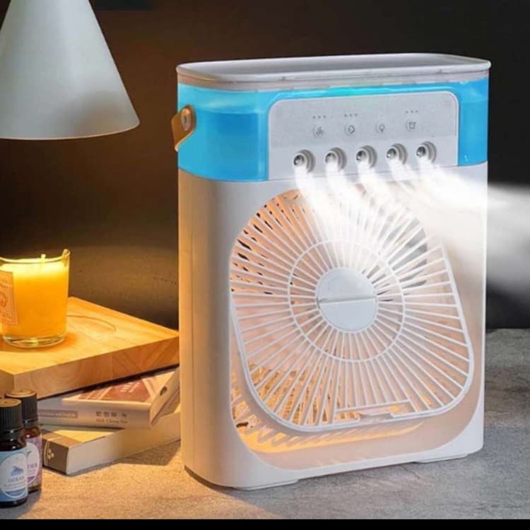 پنکه رومیزی مه پاش USB مدل 10W با تایمر و تنظیم سرعت خنک‌کننده رومیزی