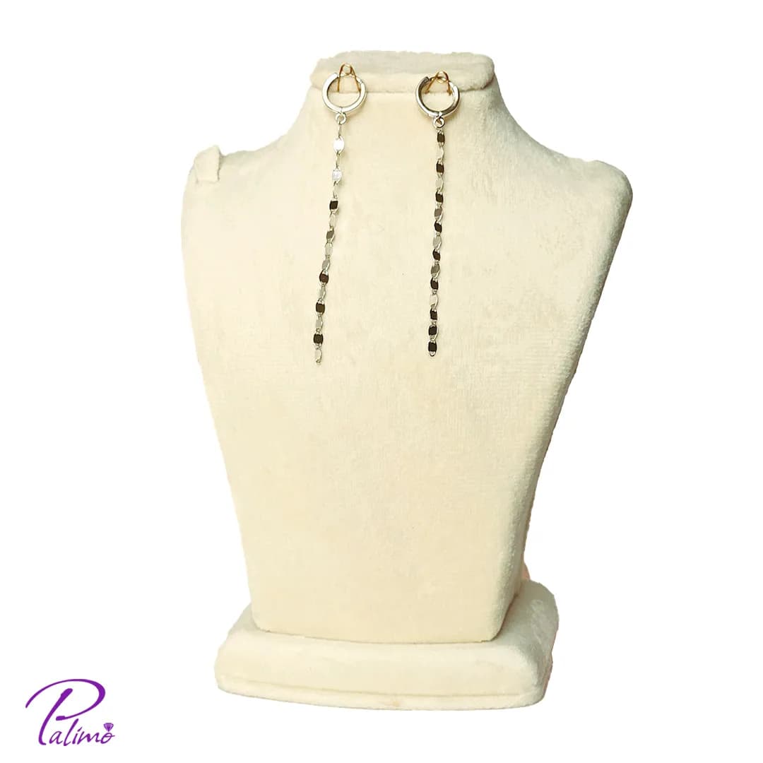 گوشواره نقره کارتیر پلاک دار E2128 با روکش طلای سفید