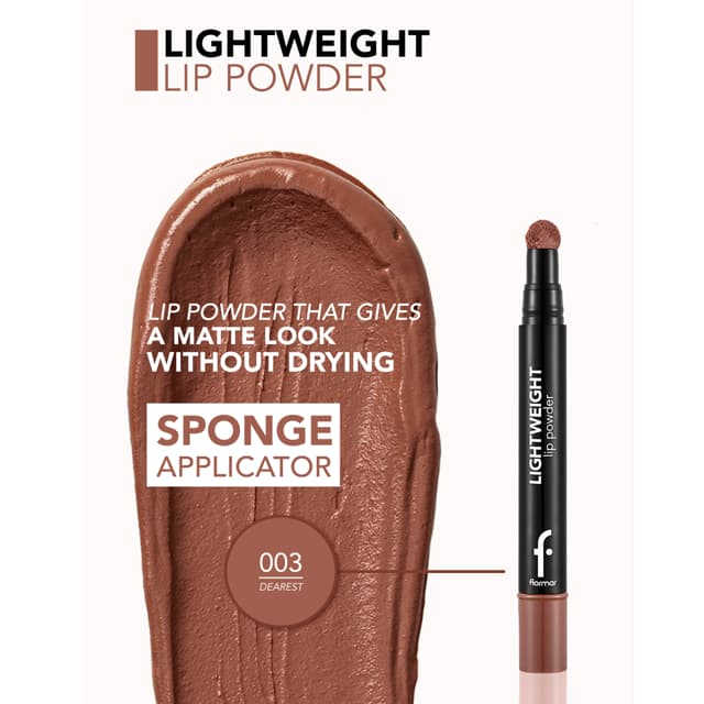 رژ لب پودری فلورمار مدل Lightweight Lip Powder شماره 003 رنگ Dearest — تصویر ۲