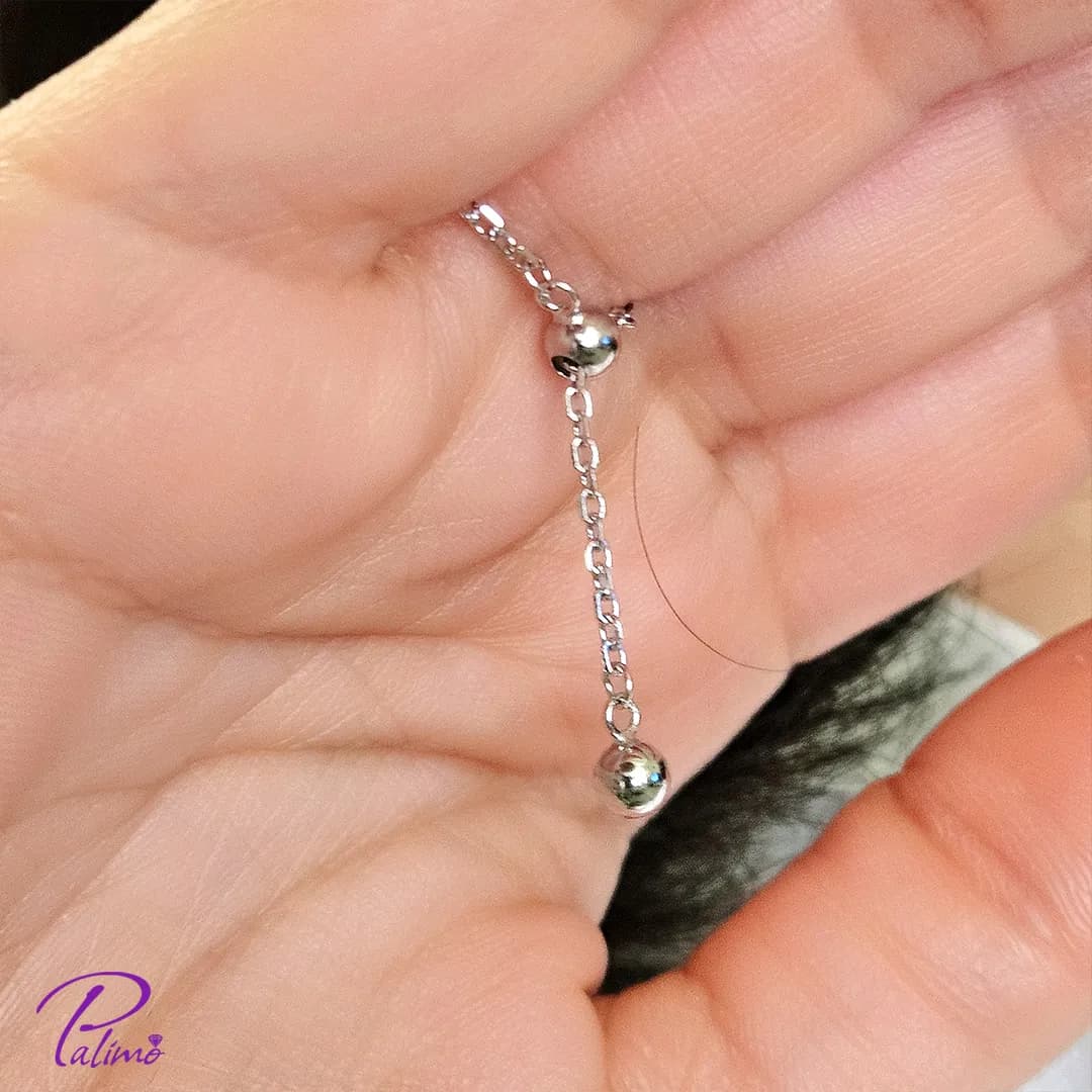 انگشتر نقره زنجیری اشکی R2135 با روکش طلای سفید — تصویر ۳