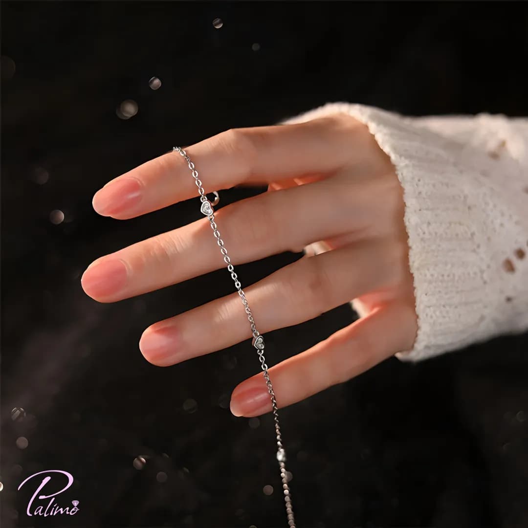 دستبند نقره نگین دار B2179 با روکش طلای سفید — تصویر ۲