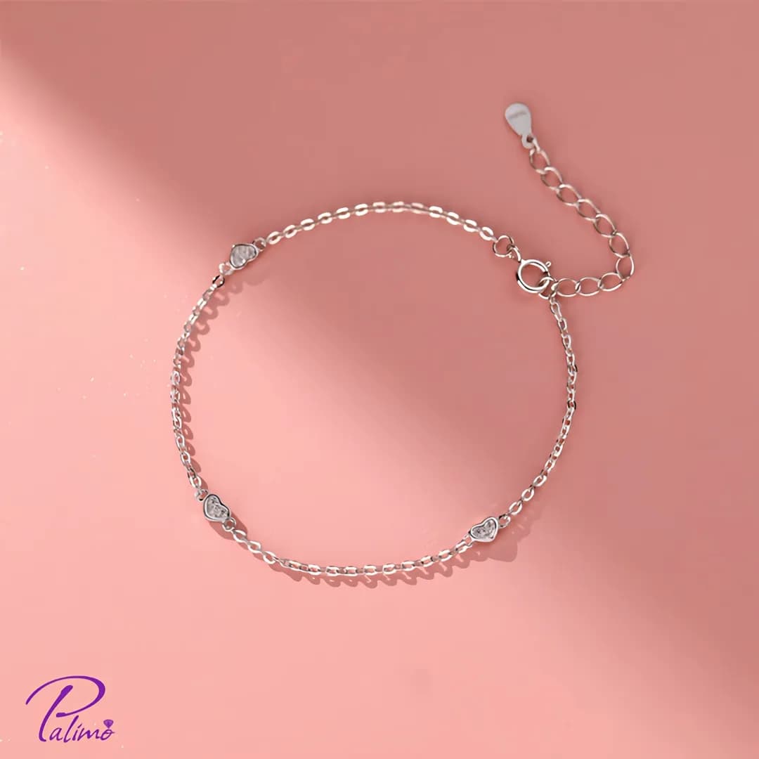 دستبند نقره نگین دار B2179 با روکش طلای سفید — تصویر ۳