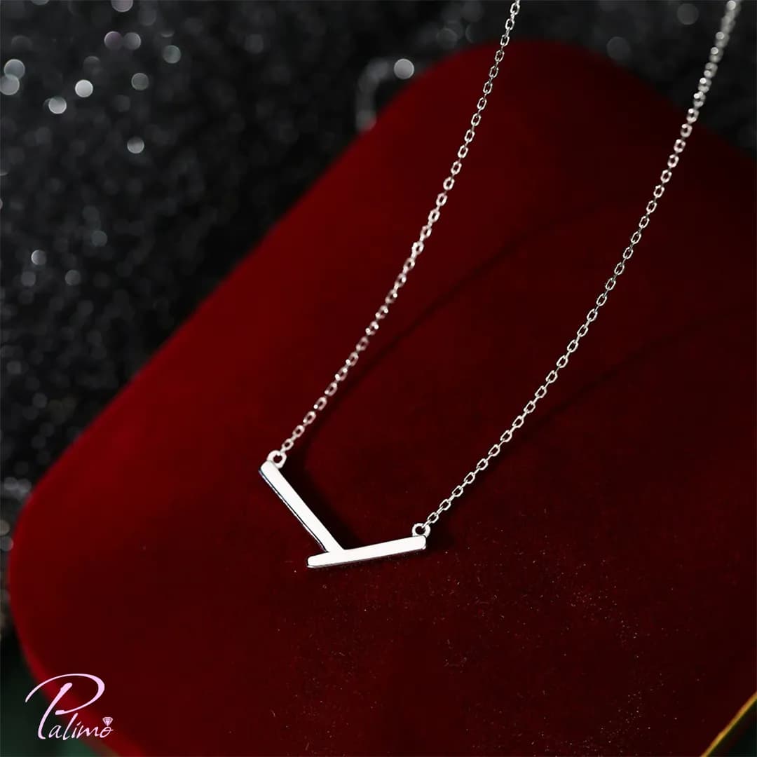 گردنبند نقره طرح مدرن N2198 با روکش طلای سفید — تصویر ۳