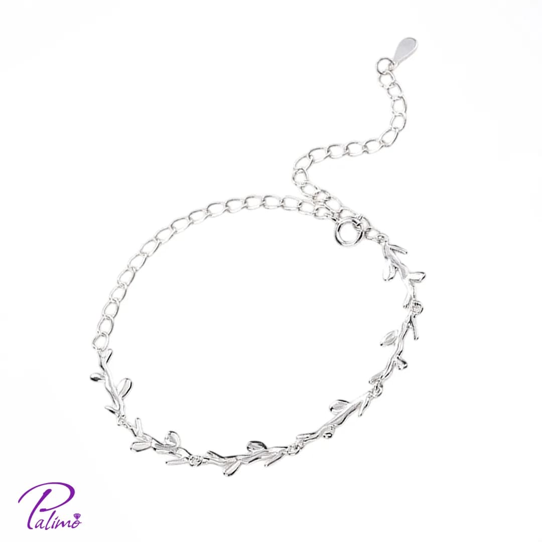 دستبند نقره شاخ گوزن B2164 با روکش طلای سفید