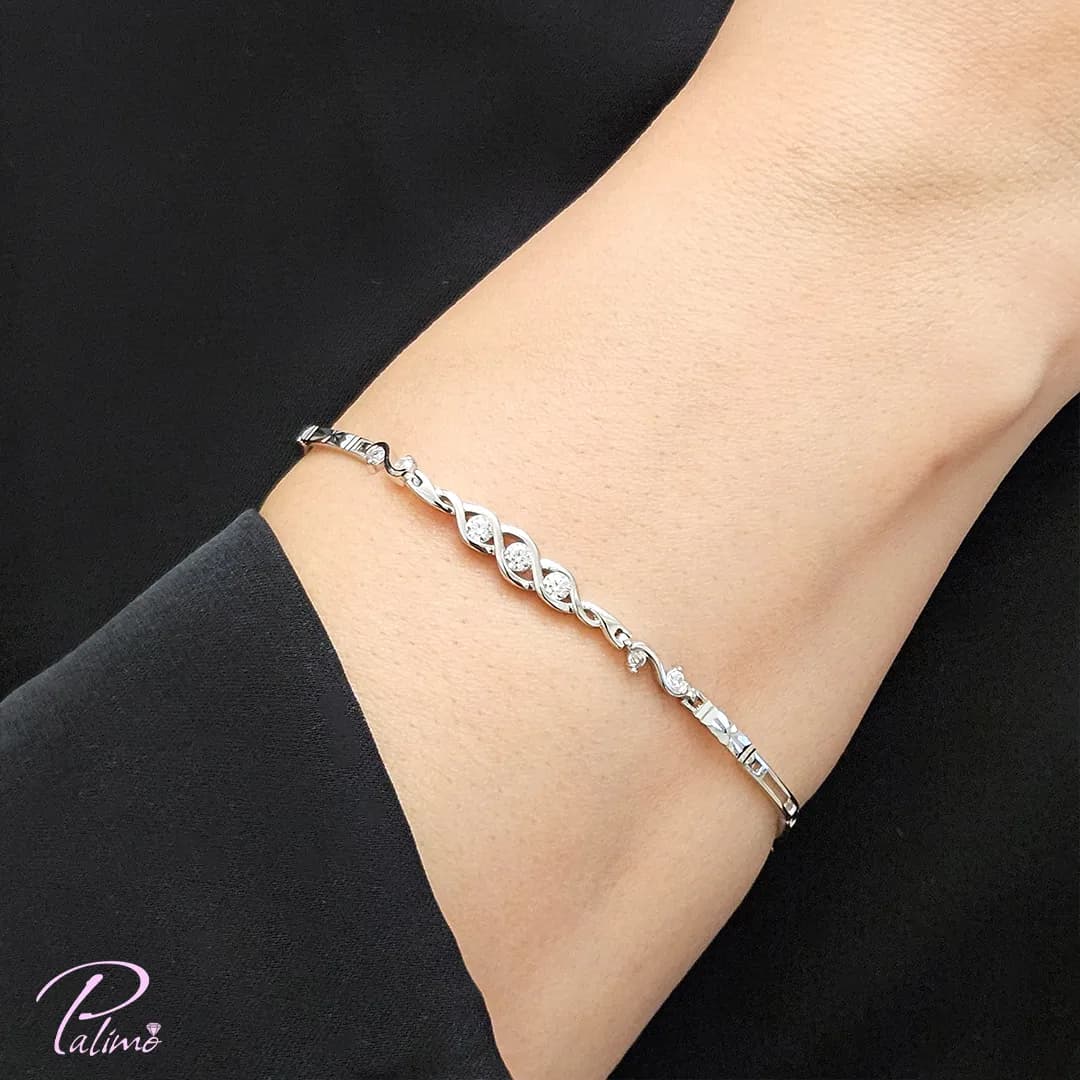 دستبند نقره آیریس B2159 با روکش طلای سفید — تصویر ۲