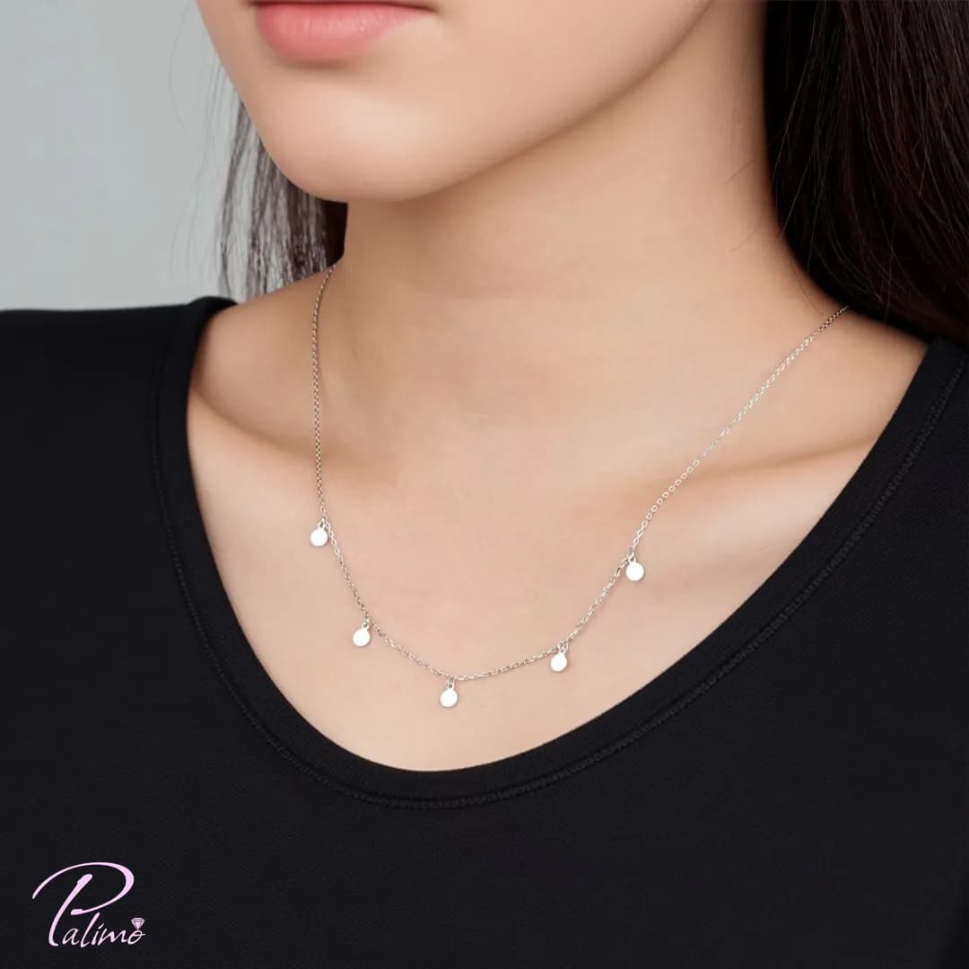 گردنبند نقره پلاک دار N2172 با روکش طلای سفید — تصویر ۴