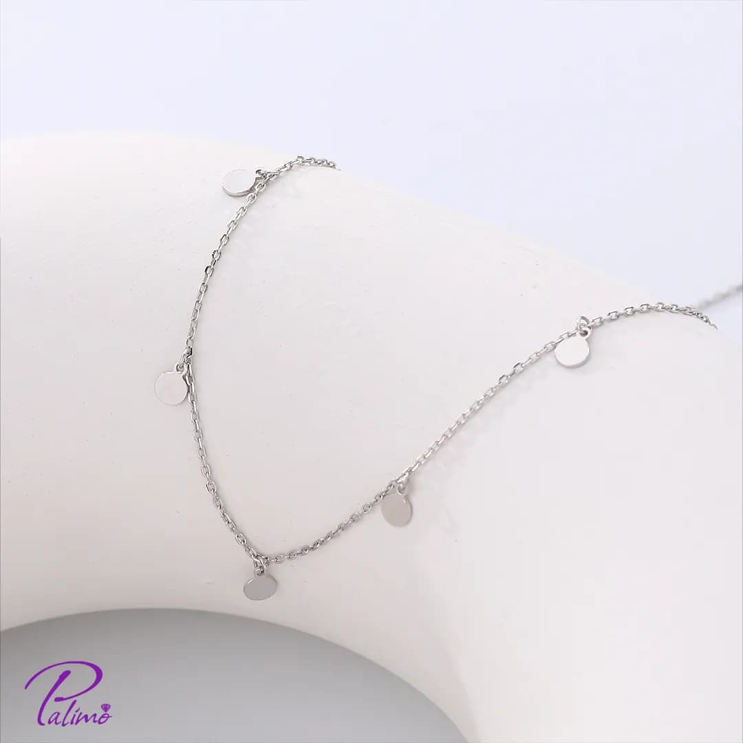 گردنبند نقره پلاک دار N2172 با روکش طلای سفید — تصویر ۳