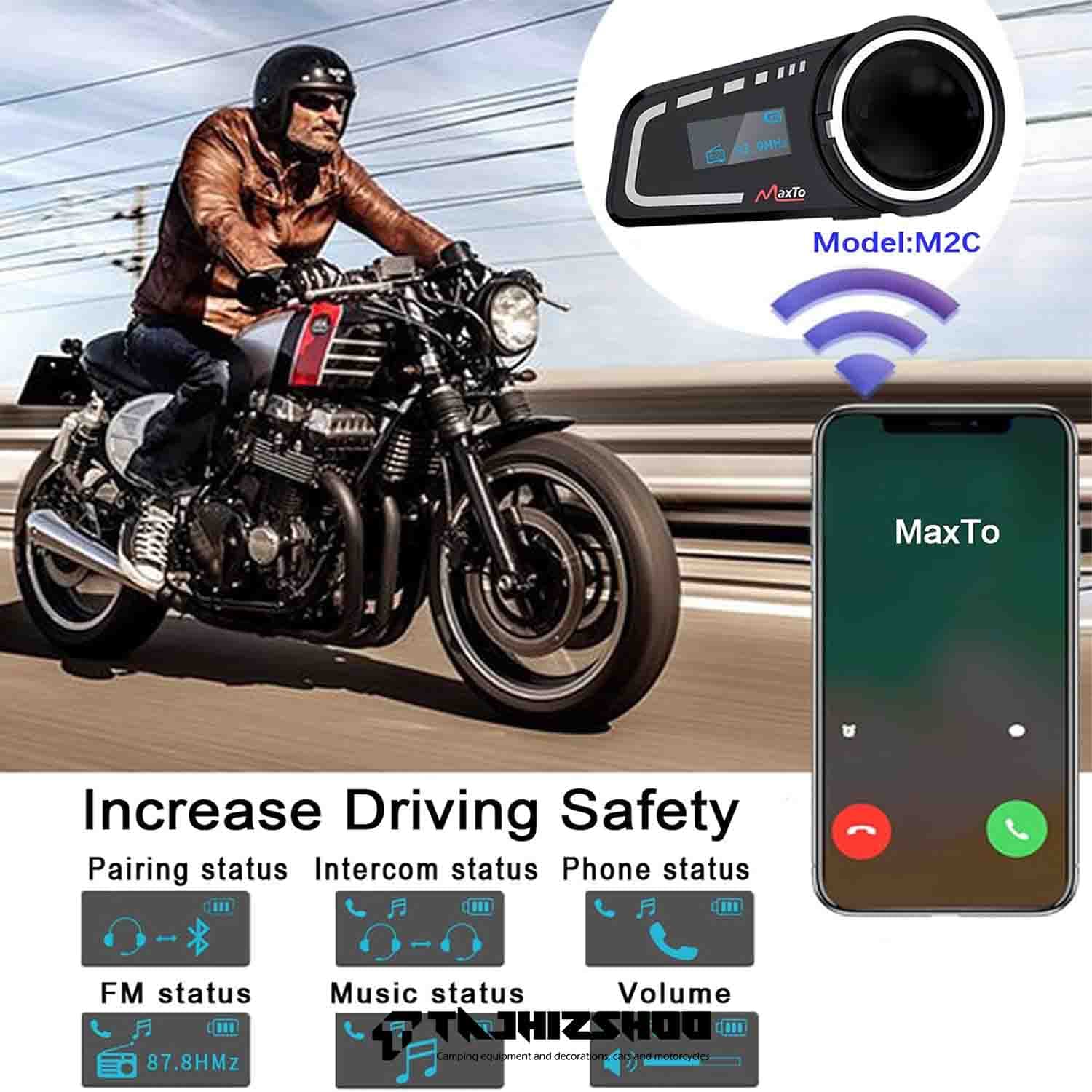 بلوتوث کلاه کاسکت maxto m2c — تصویر ۴