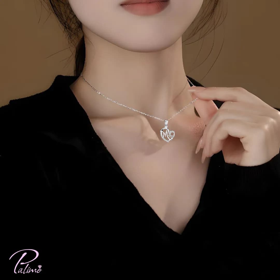 گردنبند نقره مادر N2164 با روکش طلای سفید — تصویر ۲