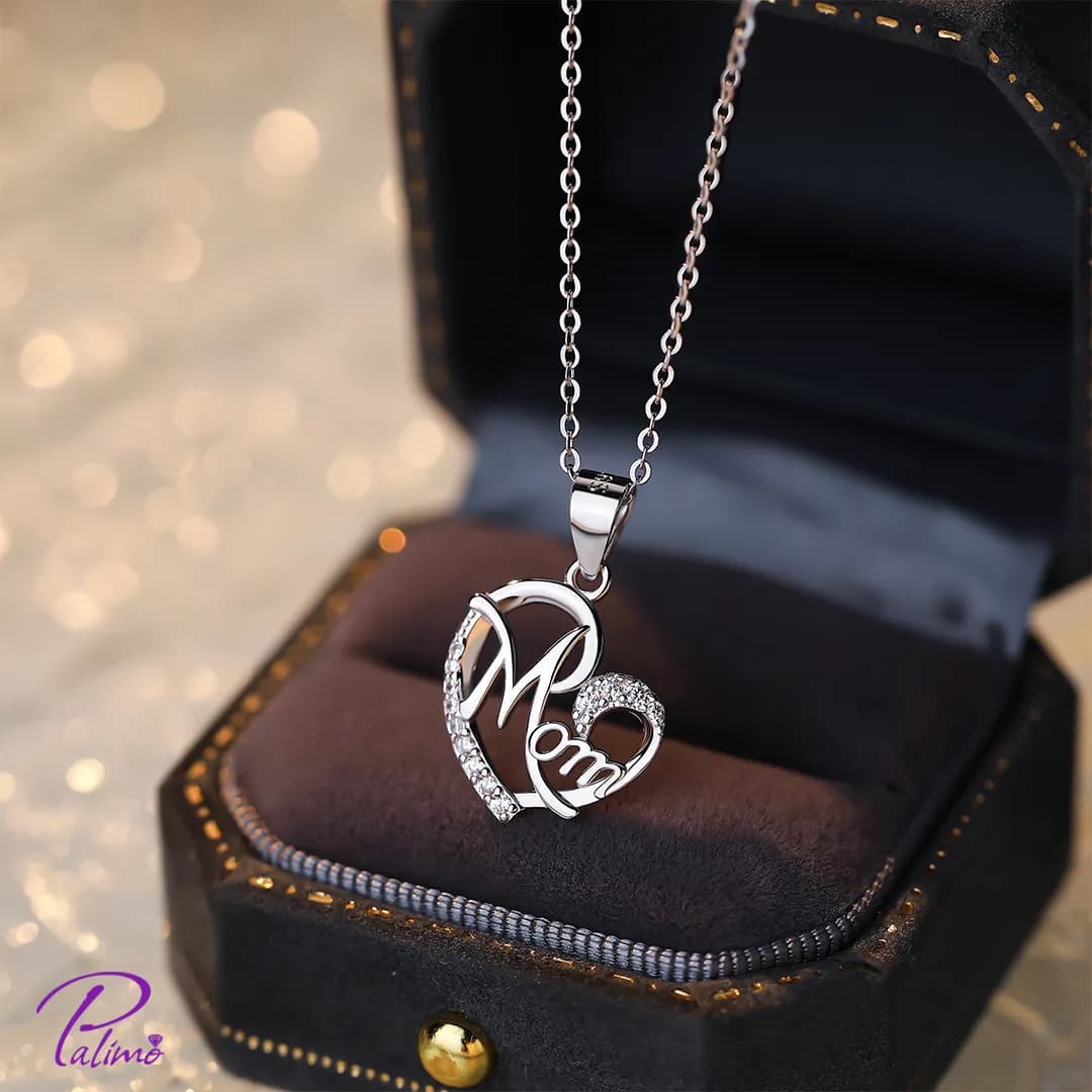 گردنبند نقره مادر N2164 با روکش طلای سفید — تصویر ۳