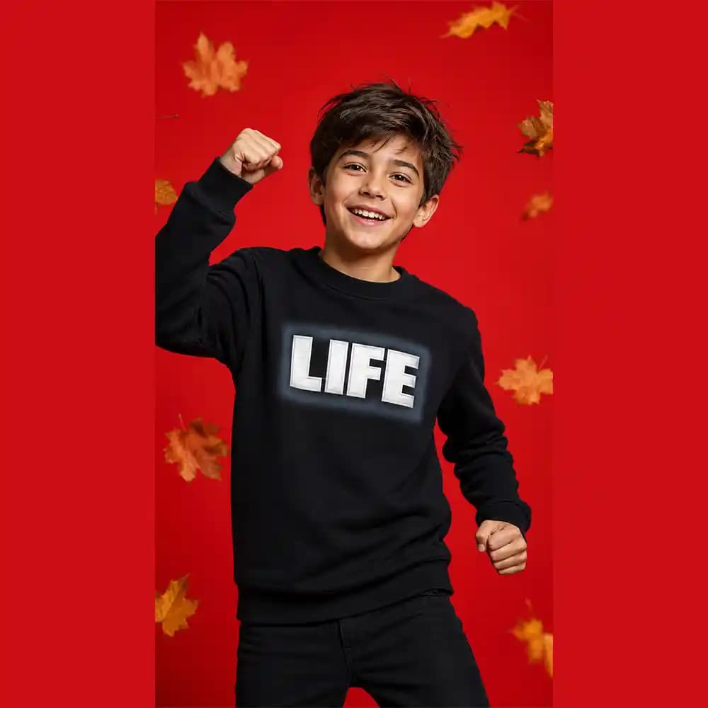 بلوز طرح LIFE پسرانه (6 تا 10 سال) کد 60200078