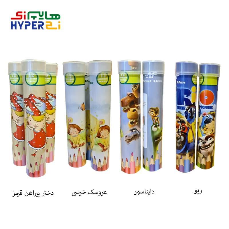 مداد رنگی 12 رنگ استوانه ای اسکول مکس