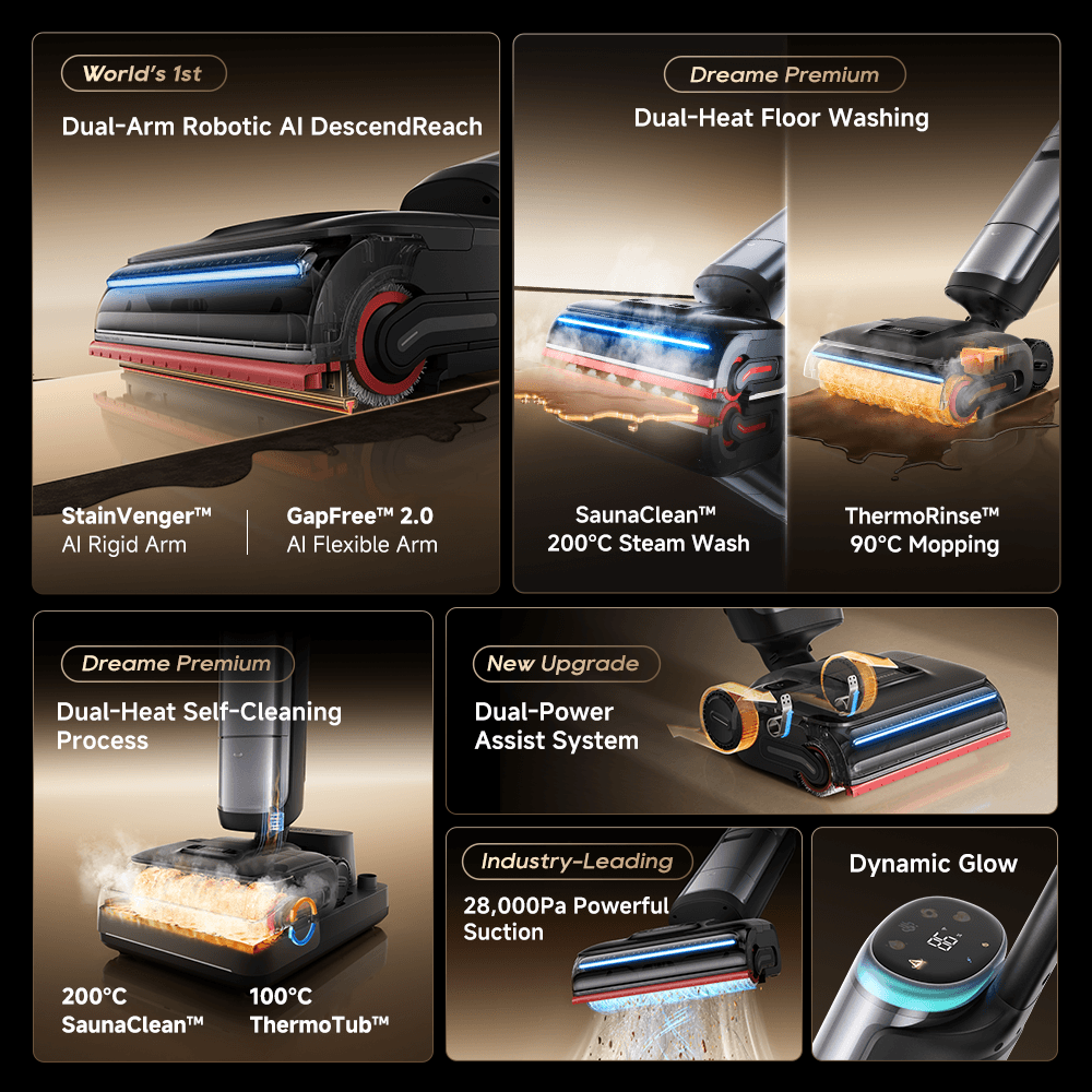 جارو شارژی عصایی بخارشور آب و خاک دریم مدل DREAME H16 PRO Steam Wet and Dry Vacuum Cleaner ( پک اصلی و گلوبال شرکتی ) خفن ترین در دنیا — تصویر ۵