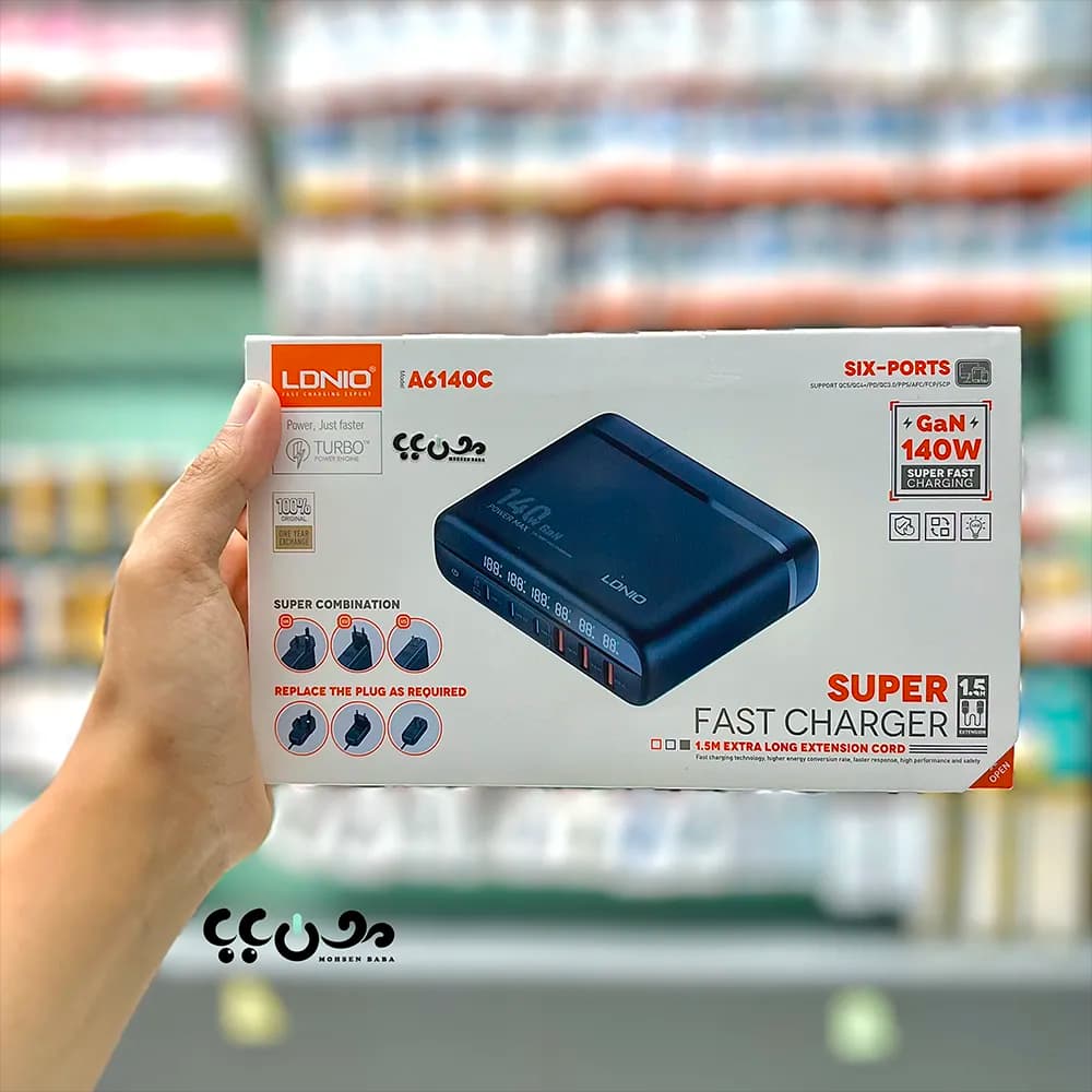 شارژر رومیزی الدینیو مدل A6140C | توان 140 وات GaN — تصویر ۲